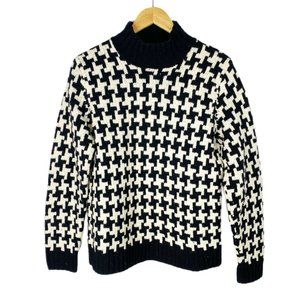 Ralph Lauren Womens Black Houndstooth Lattice Turtleneck Pullover Sweater Size S